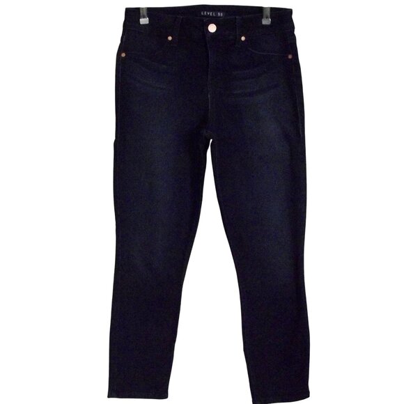 Level 99 Jeggings Womens 29 x 25" Crop Jeans Dark Dark Wash Mid Rise Skinny - Picture 1 of 10